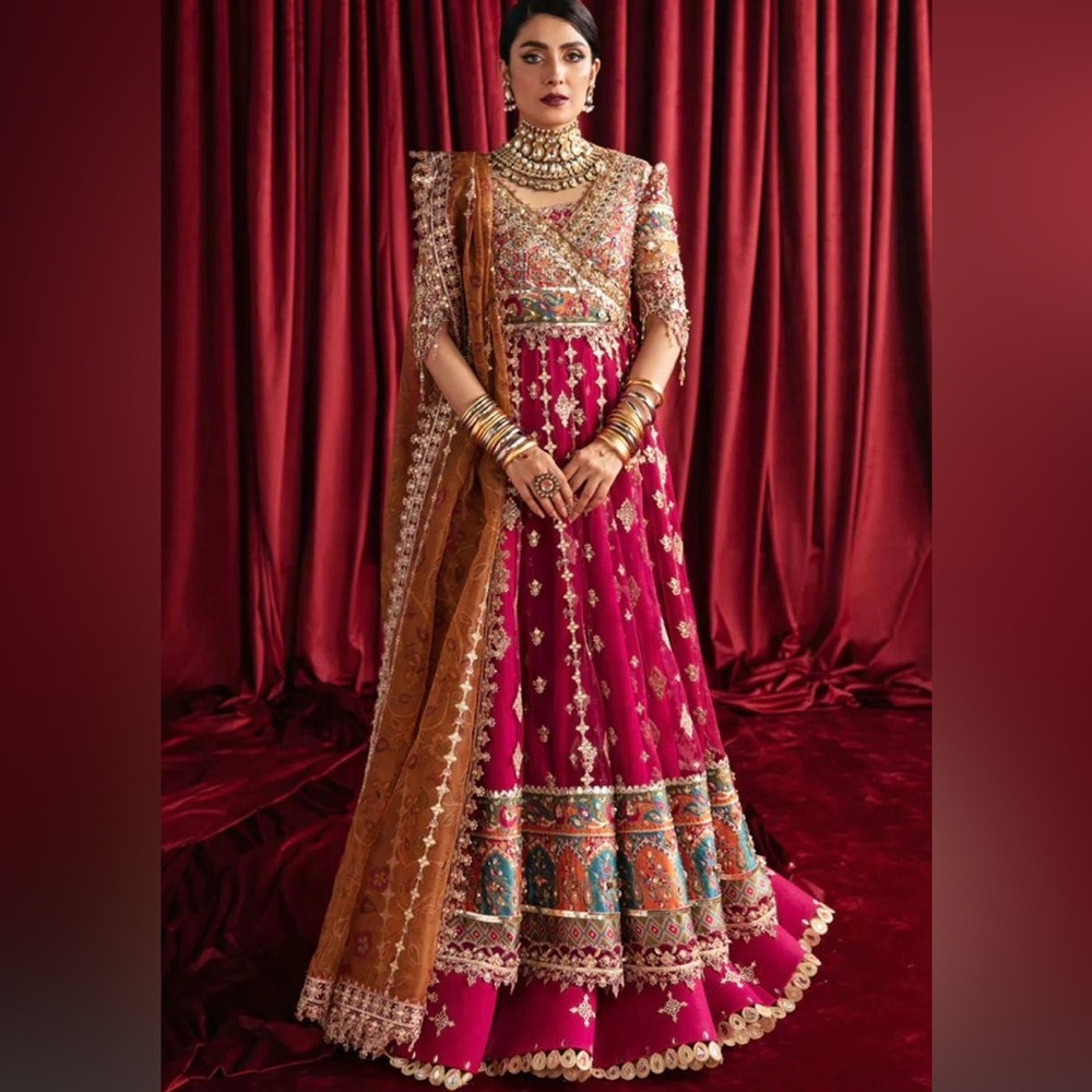 Elegant Pink and Gold Embroidered Dress